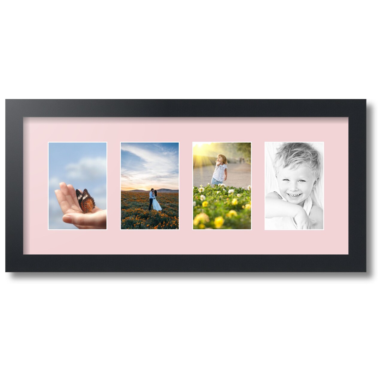 ArtToFrames Collage Photo Picture Frame with 4 - 4x6 inch Openings, Framed in Black with Over 62 Mat Color Options and Plexi Glass (CSM-3926-14)